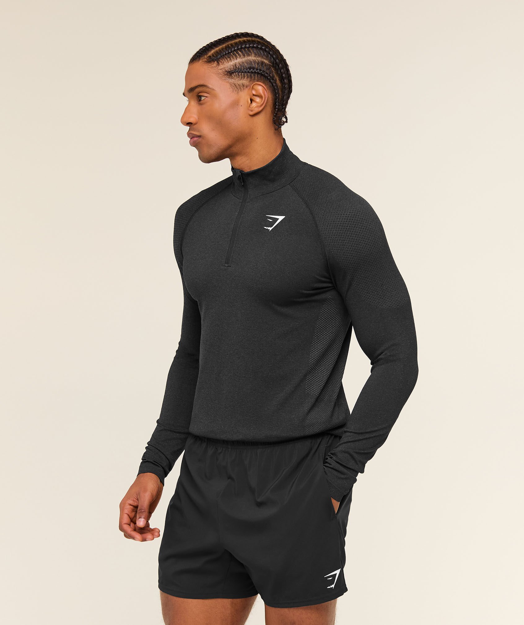 Shop Vital 1/4 Zip Pullover Black/Silhouette Grey - Gymshark Dubai
