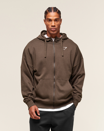 Crest Oversized Zip Up Hoodie