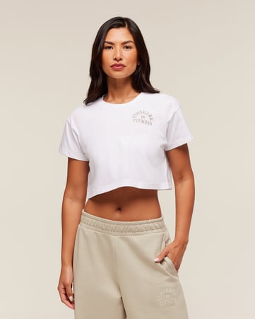 Fitness Embroidered Graphic Oversized Crop Top