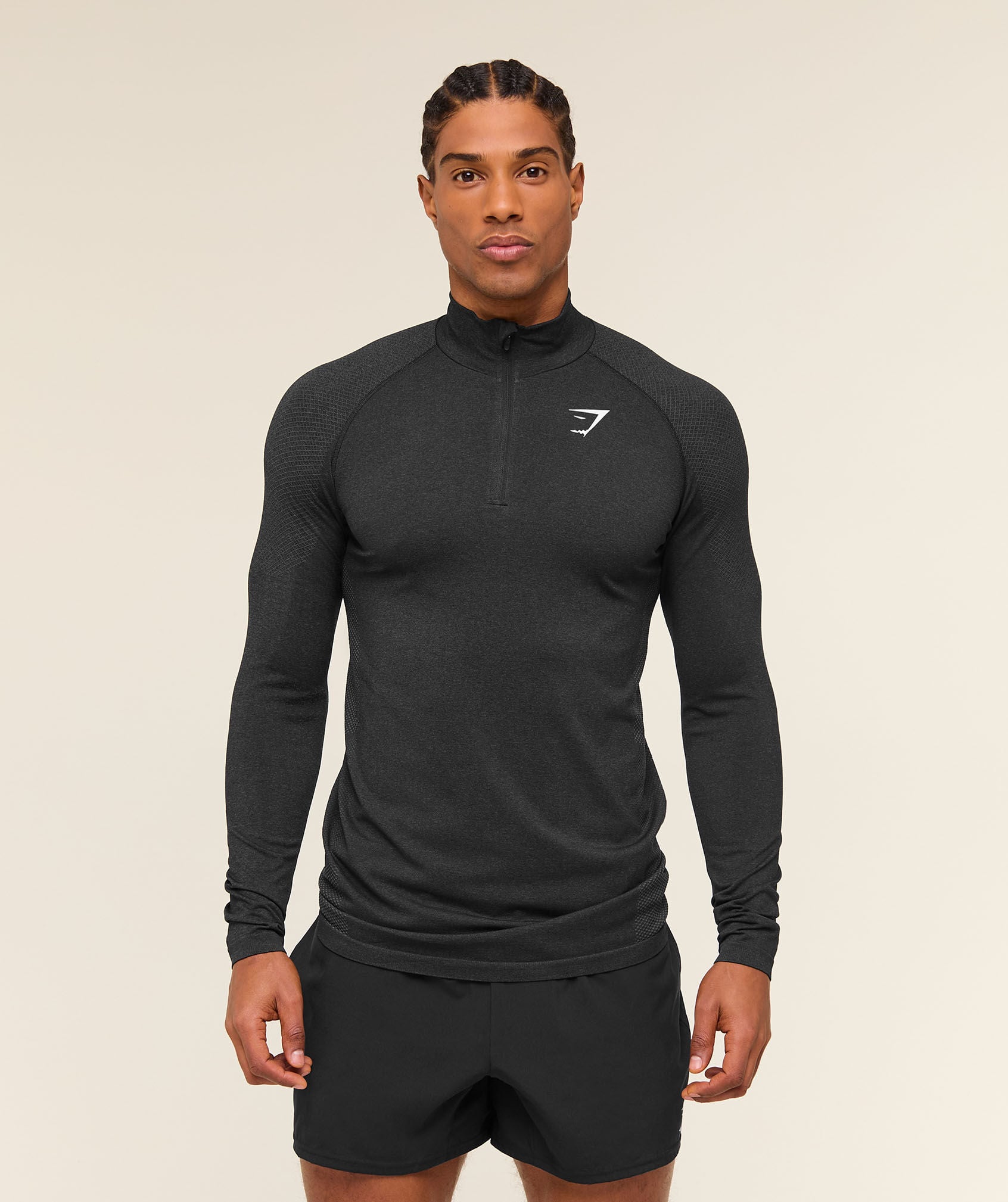 Shop Vital 1/4 Zip Pullover Black/Silhouette Grey - Gymshark Dubai