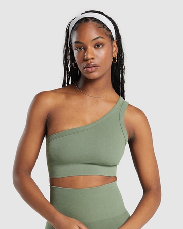 Ribbed Cotton Seamless One Shoulder  Bra