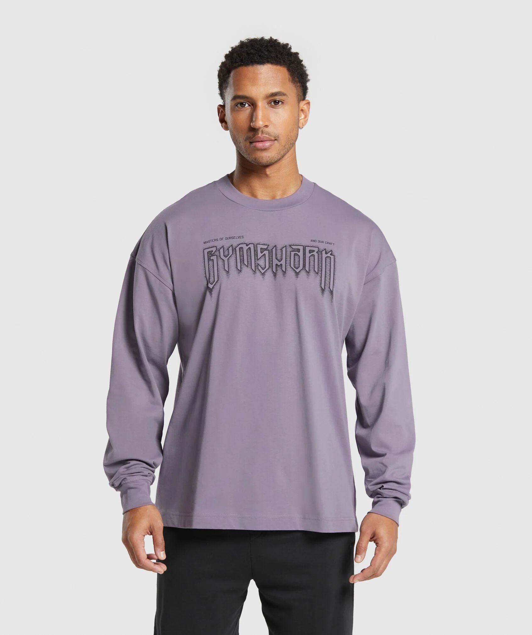 Shop Masters Of Ourselves Long Sleeve T Shirt Fog Purple Gymshark Bahrain