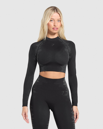 Caged Seamless Long Sleeve Crop Top