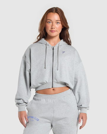 Lifting Club Cropped Zip Up Hoodie