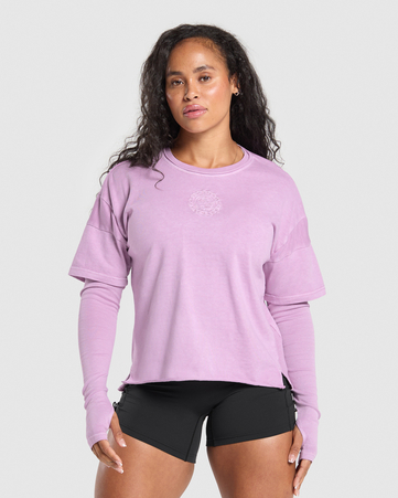 Premium Legacy Washed 2-In-1 Long Sleeve:Warm Lilac/Pigment Dye:L