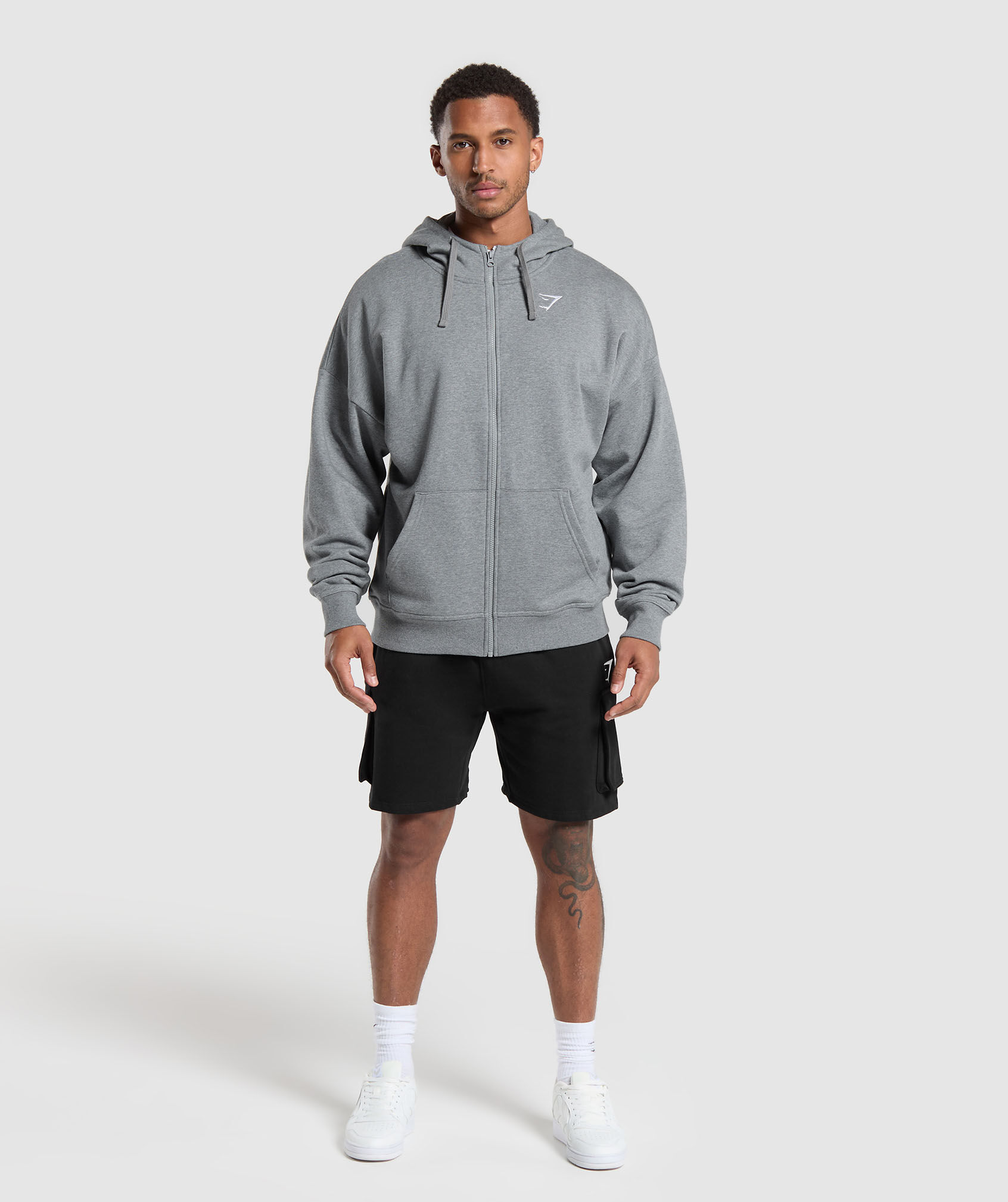 Crest Oversized Zip Up Hoodie