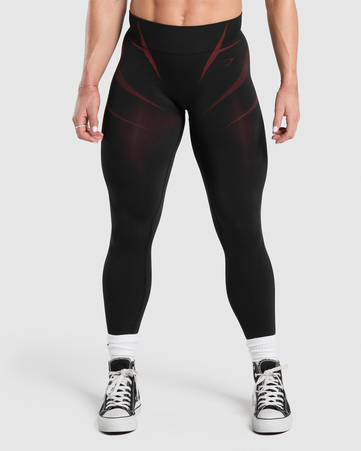 Onyx Seamless Leggings:Black/ Reps Red:L