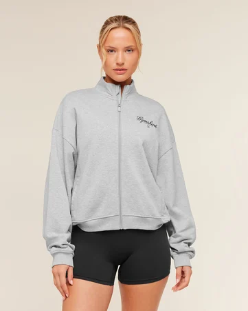 Script Embroidery Oversized Zip Through