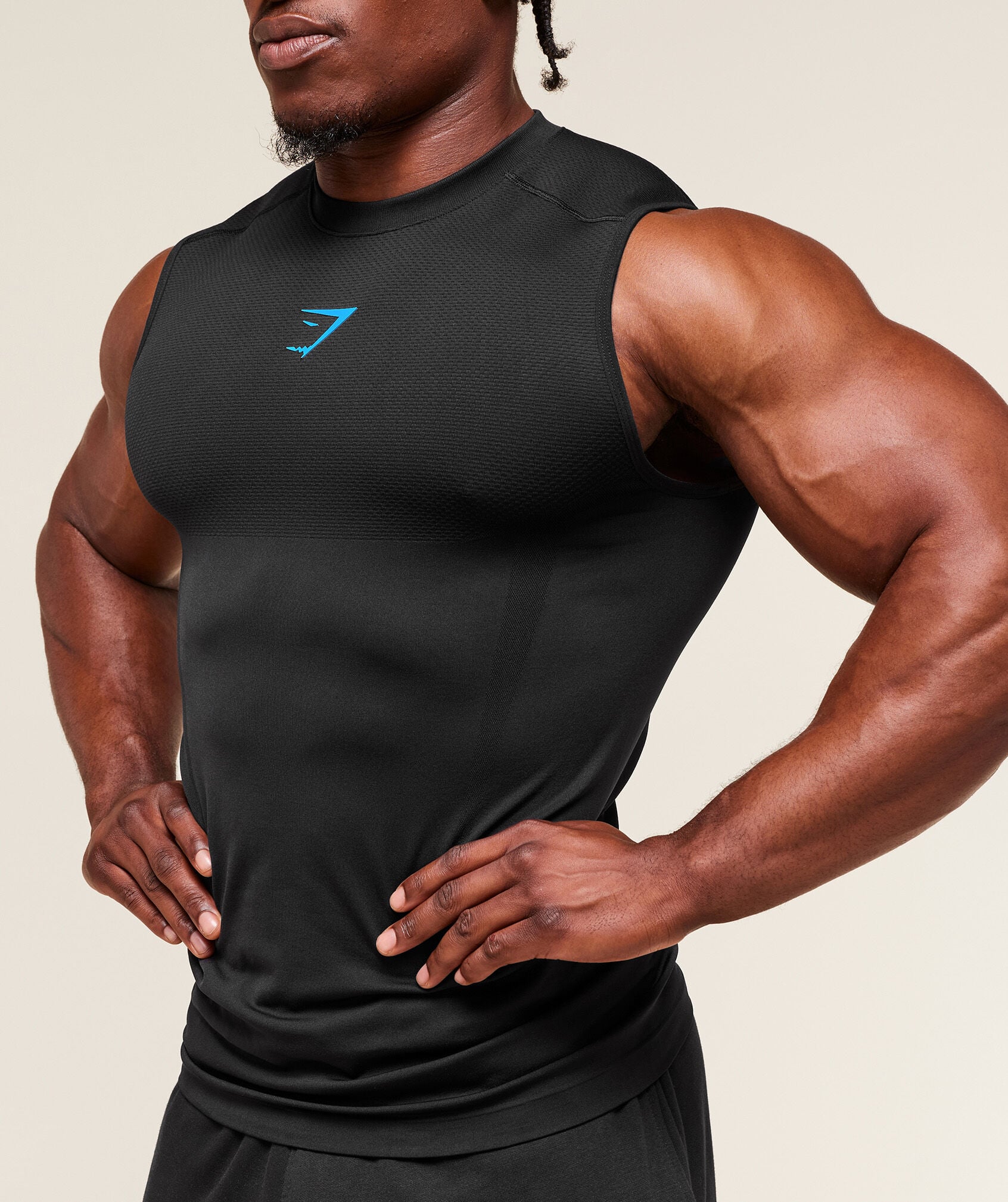 Shop Onyx 5.0 Seamless Tank BLACK/BLACK - Gymshark Jeddah & Riyadh