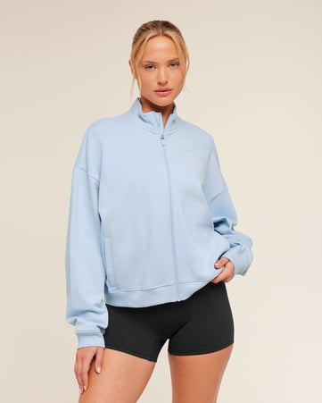 Script Embroidery Oversized Zip Through