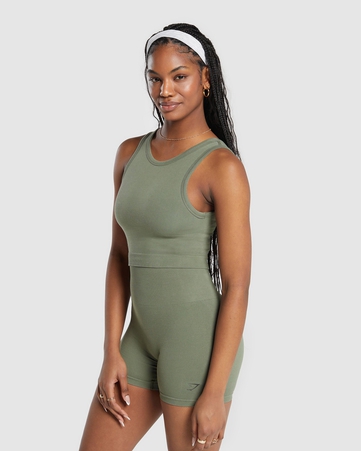 Ribbed Cotton Seamless Body Fit Tank