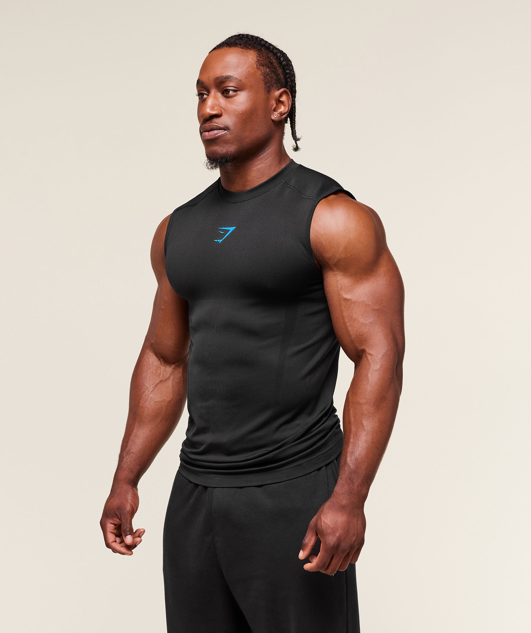 Shop Onyx 5.0 Seamless Tank BLACK/BLACK - Gymshark Jeddah & Riyadh