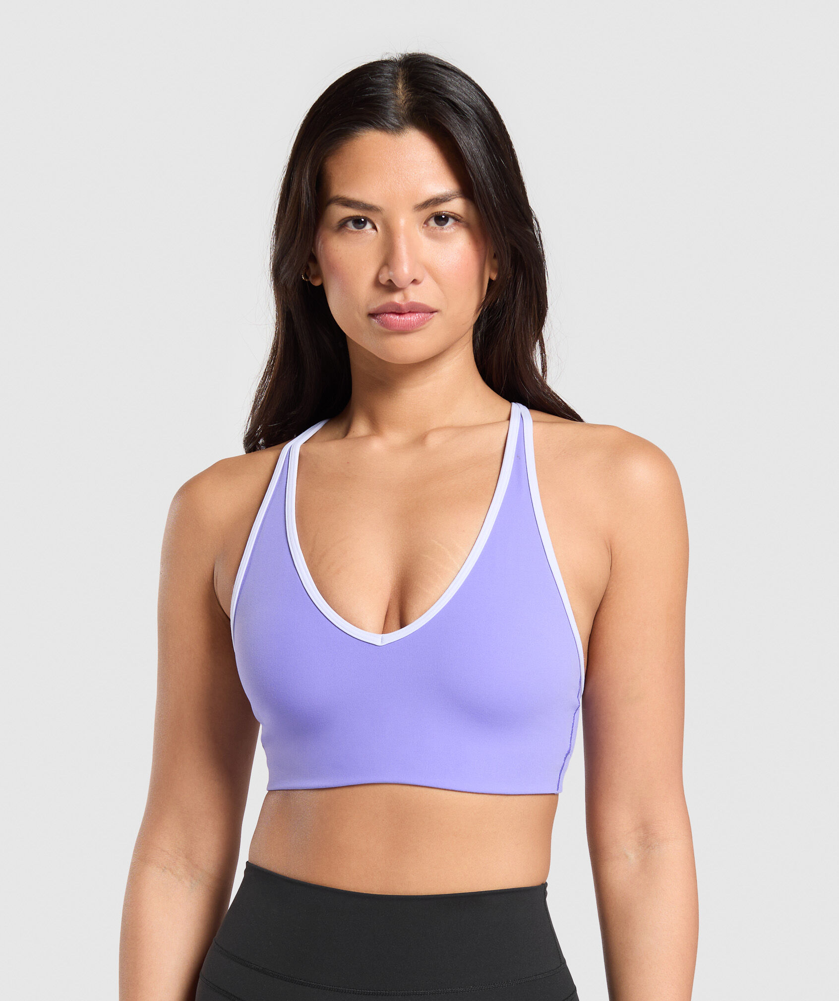 Contrast Trim Halter Neck Sports Bra