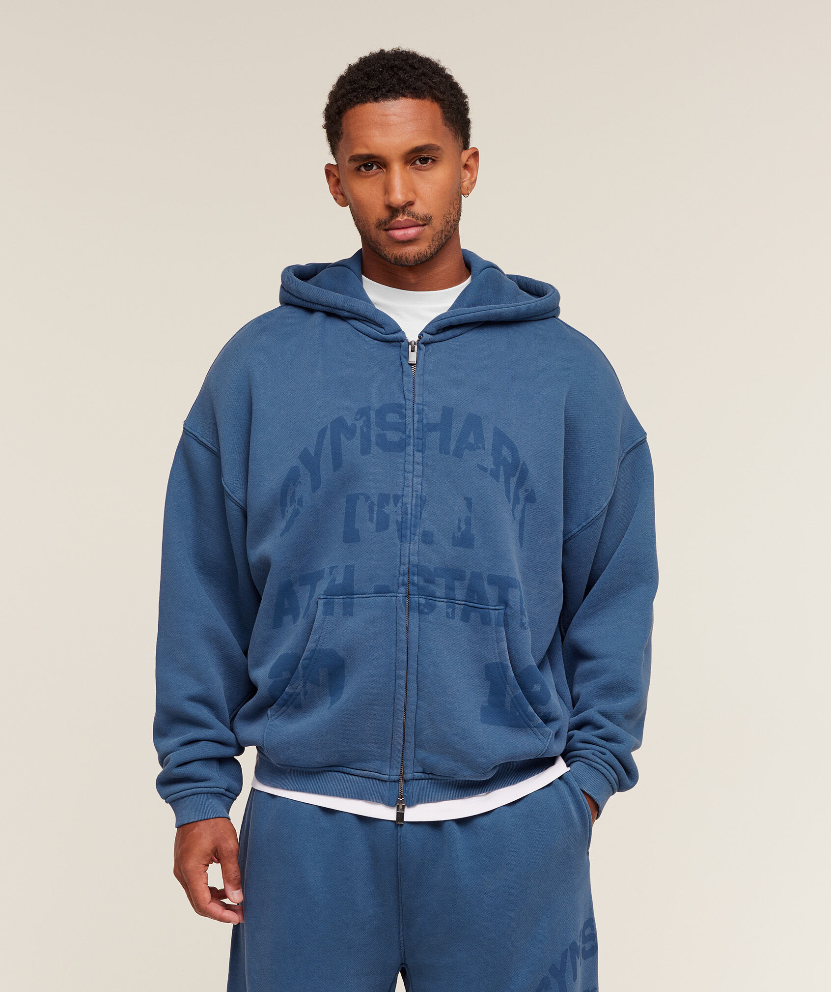 Collegiate Washed Zip Up Hoodie