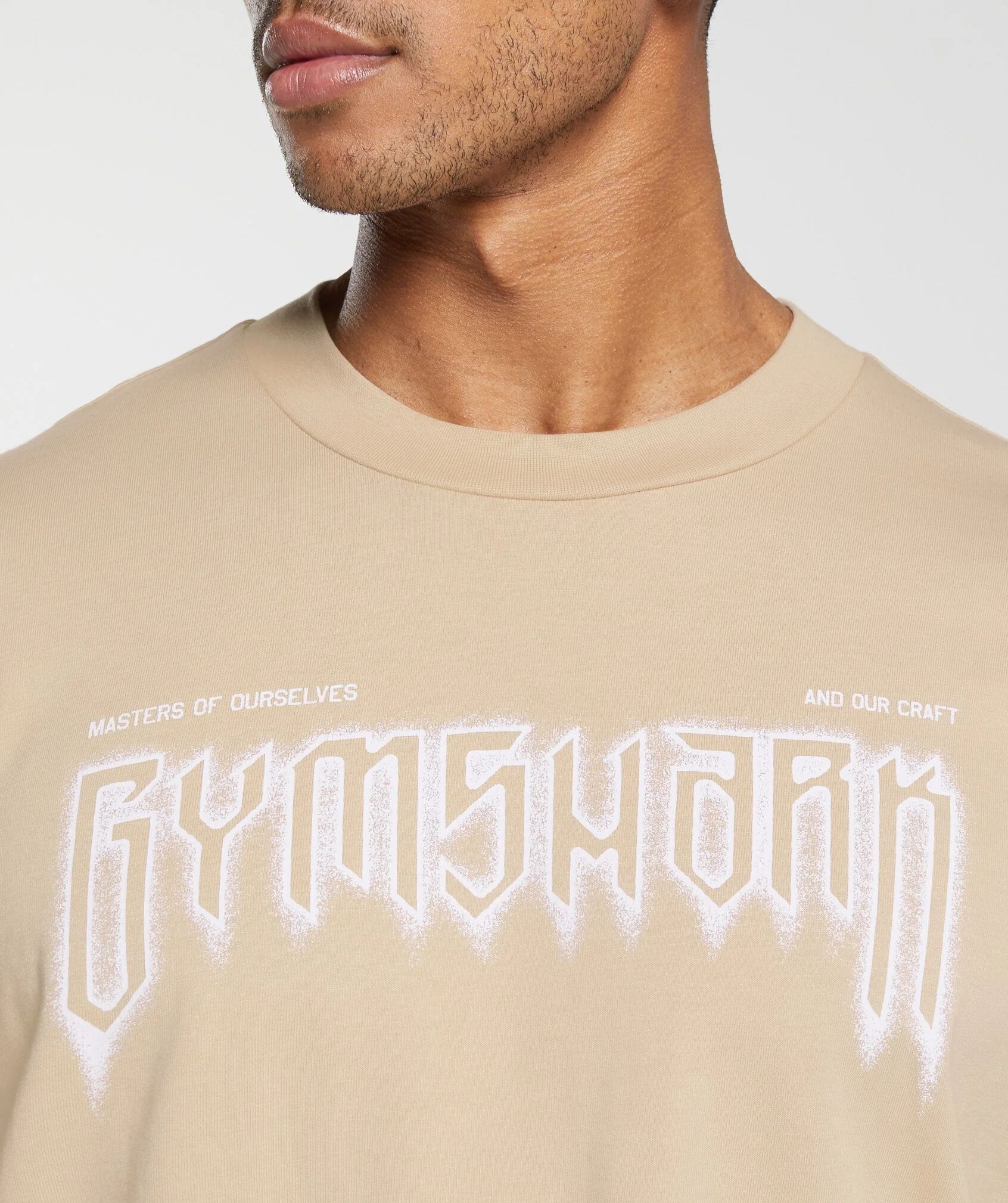 Shop Masters Of Ourselves Long Sleeve T Shirt Vanilla Beige Gymshark Bahrain
