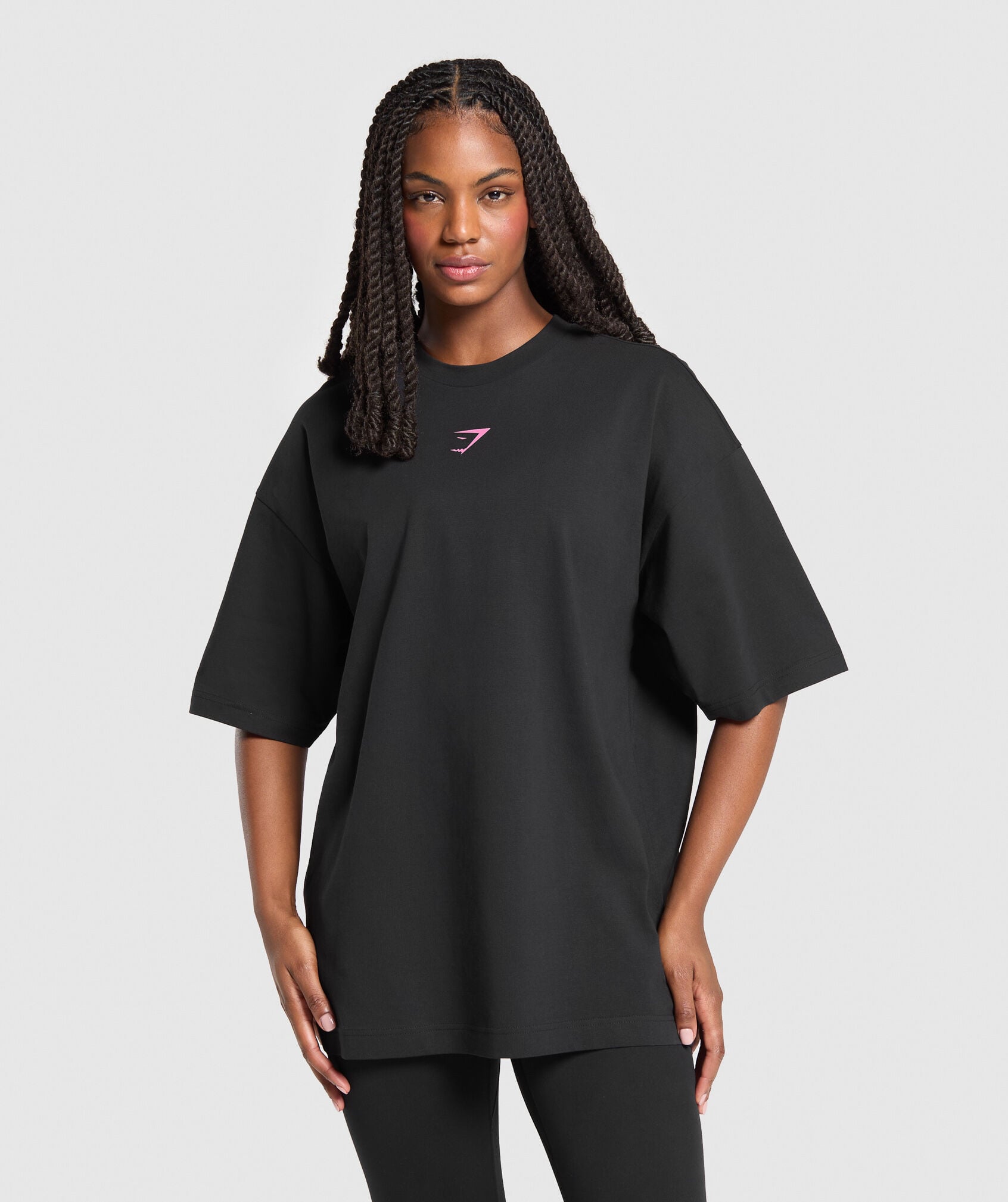 Shop Arabic Oversized Graphic T-Shirt Black/Physical Pink