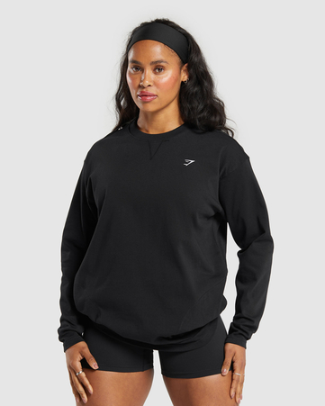 Heavyweight Cotton Long Sleeve Top:BLACK:L