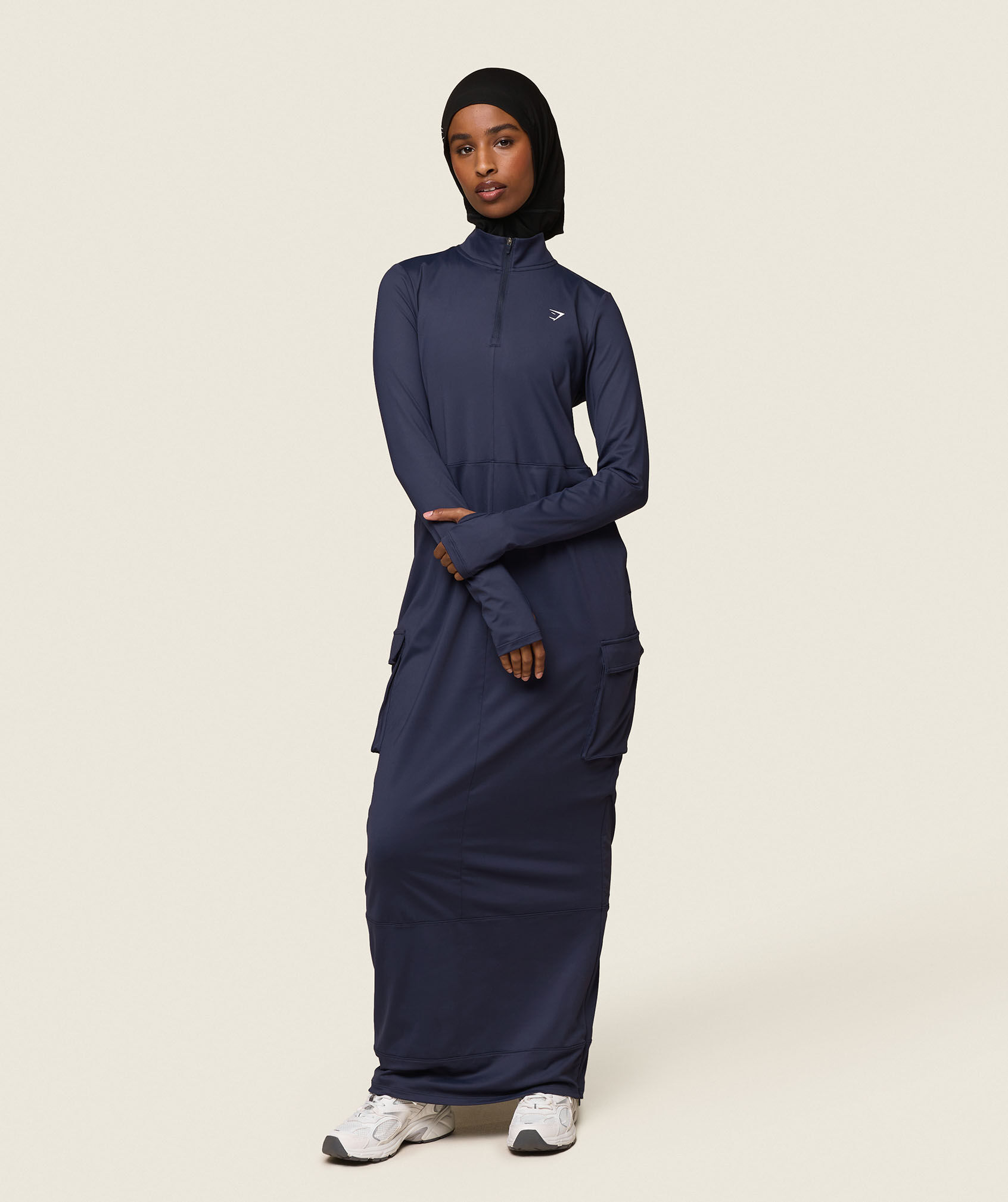 Shop GS x Leana Deeb Abaya Midnight Blue - Gymshark Oman