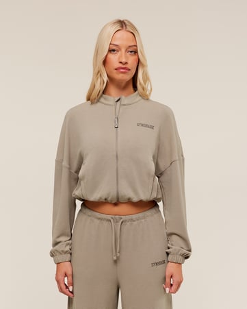 Waffle Midi Zip Up Jacket