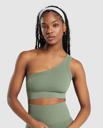 Ribbed Cotton Seamless One Shoulder Bra