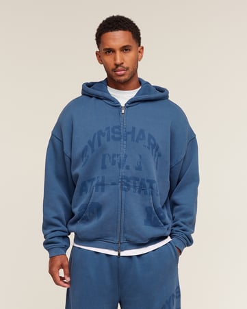 Collegiate Washed Zip Up Hoodie