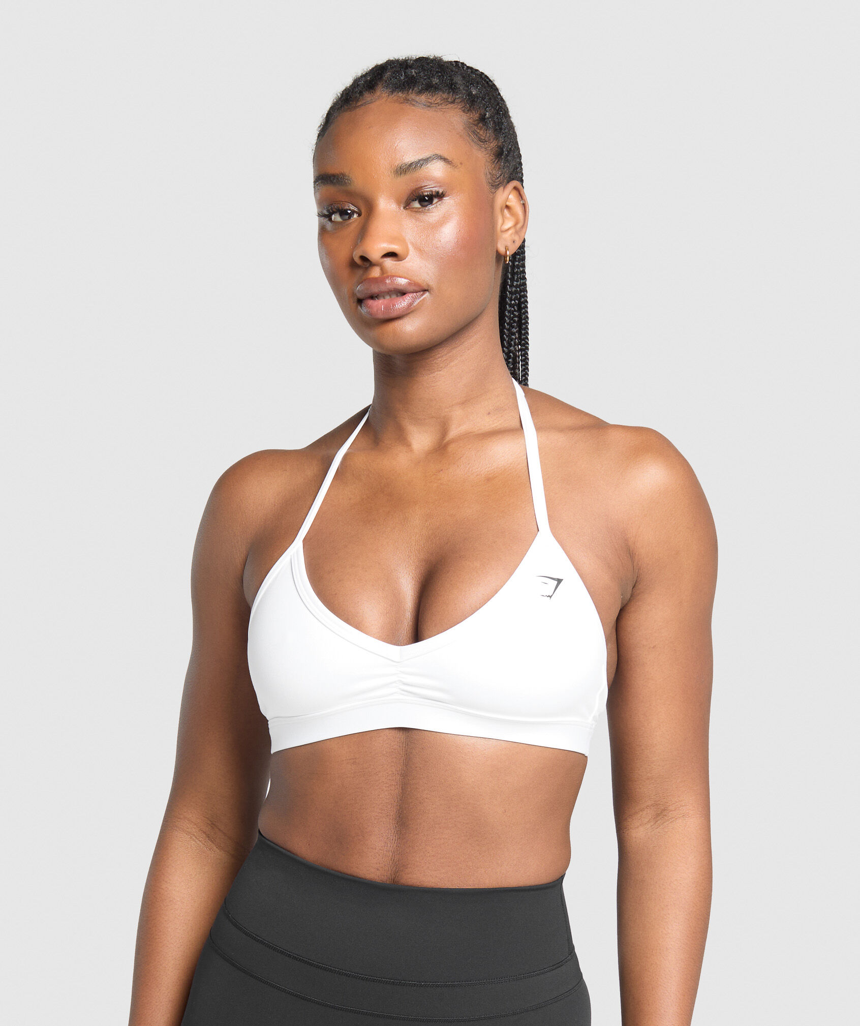 Shop Minimal Halterneck Sports Bra WHITE - Gymshark Oman