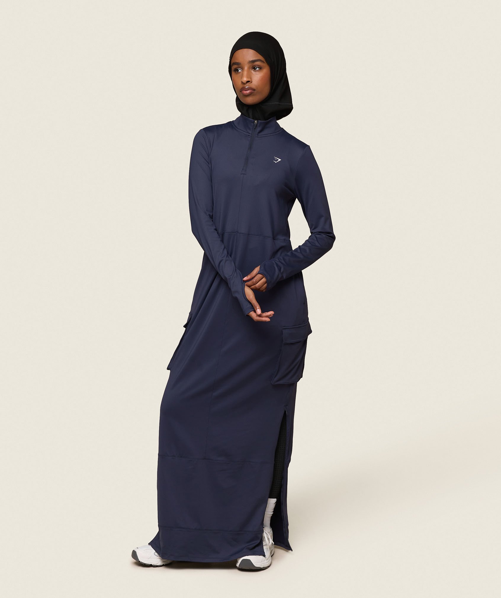 Shop GS x Leana Deeb Abaya Midnight Blue - Gymshark Oman