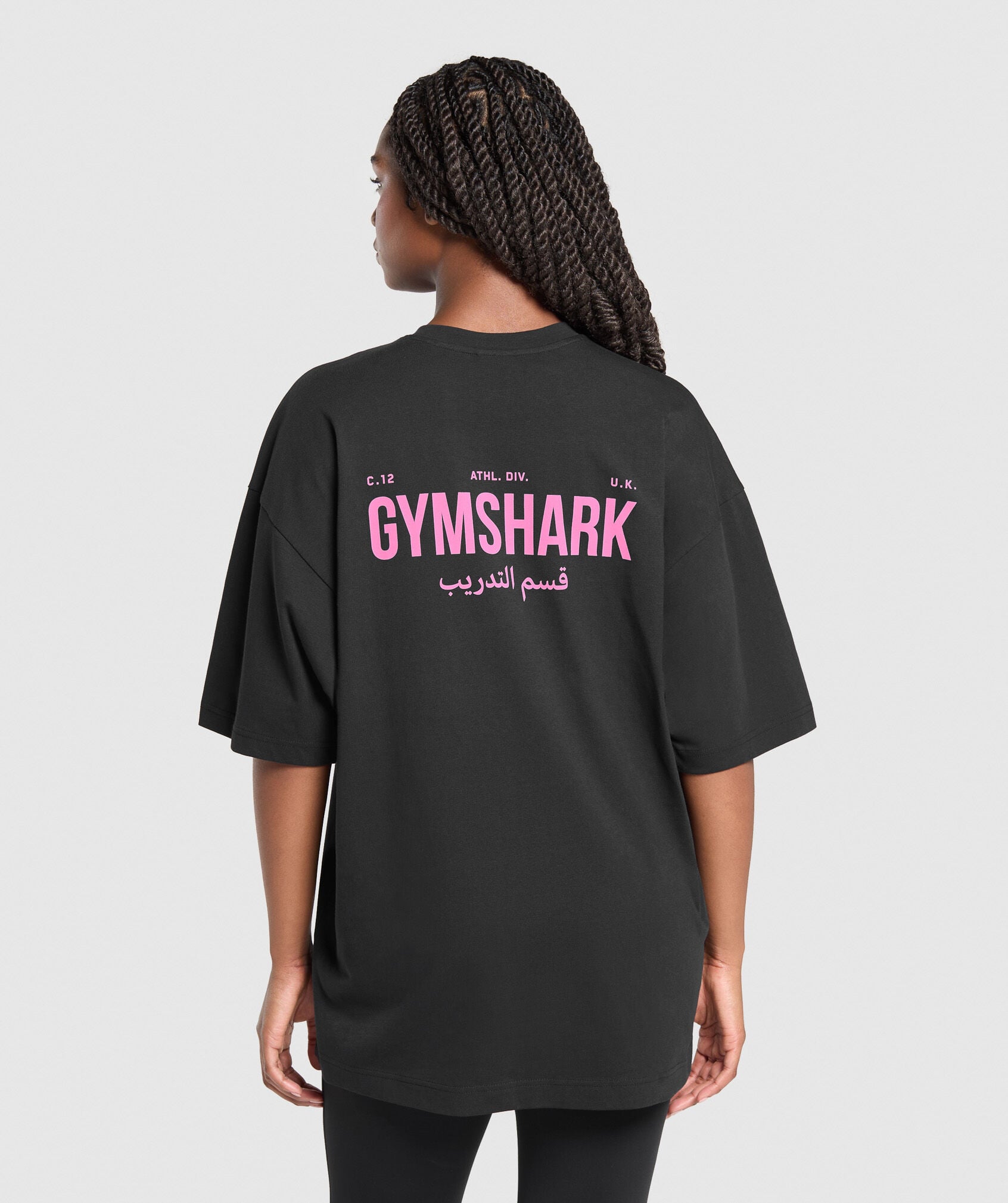 Shop Arabic Oversized Graphic T-Shirt Black/Physical Pink