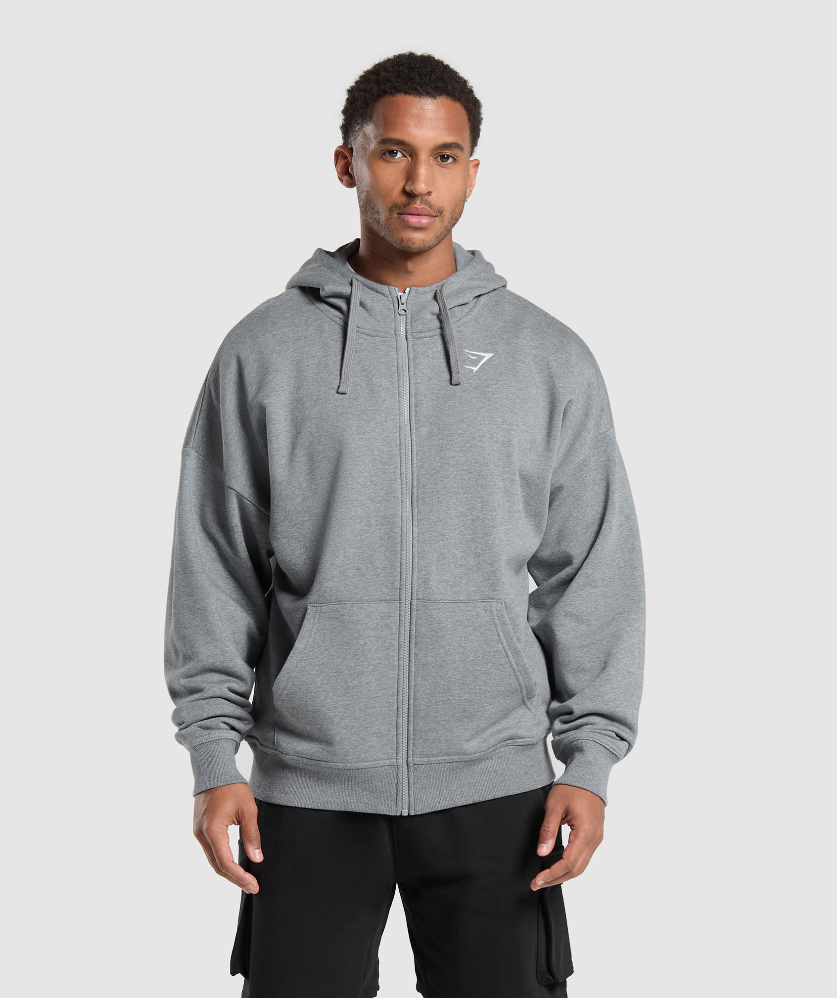 Crest Oversized Zip Up Hoodie