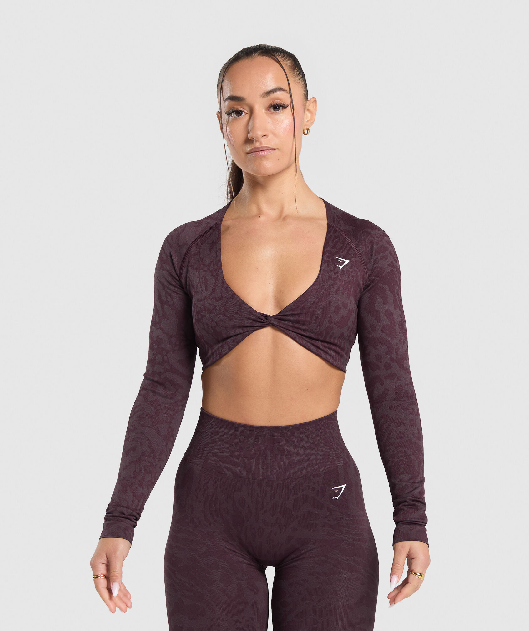 Shop Adapt Safari Long Sleeve Crop Top Depth Purple/ Greyed Purple