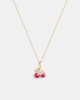 Resin Cherry Pendant Necklace