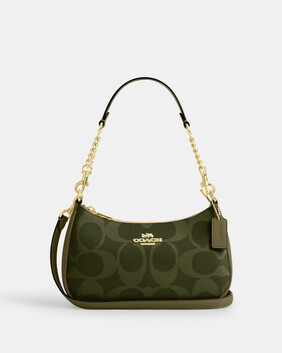 حقيبة كتف تيري قماش قنب بنقشة شعار الماركة