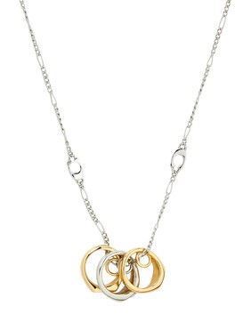 Signet Ring Rondell Pendant Necklace, Plated Brass