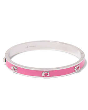 Pegged C Enamel Hinged Bangle Bracelet