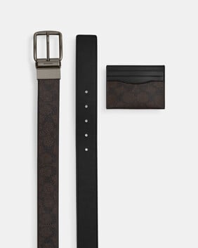 Wide Harness And Card Case Gift Box In Signature