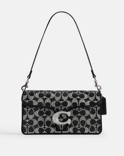 Buy COACH Crystal Suede Signature C Tabby Shoulder Bag 26 Black 