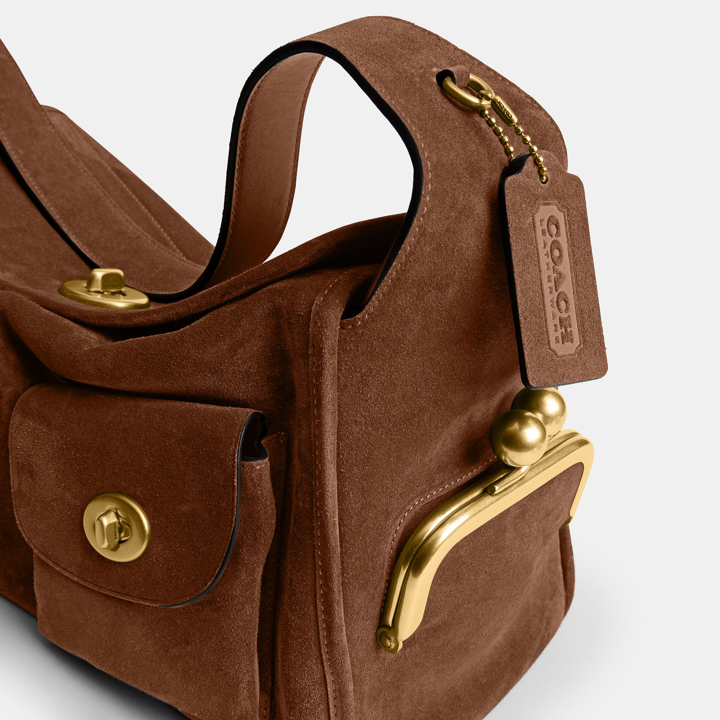 バッグ old coach shoulder bag turn lock brown Coach Turnlock Haversack Bag - Amber Brown | eBay