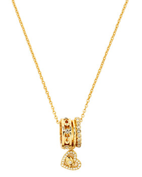 Signature C Pave Heart Rondelle Necklace