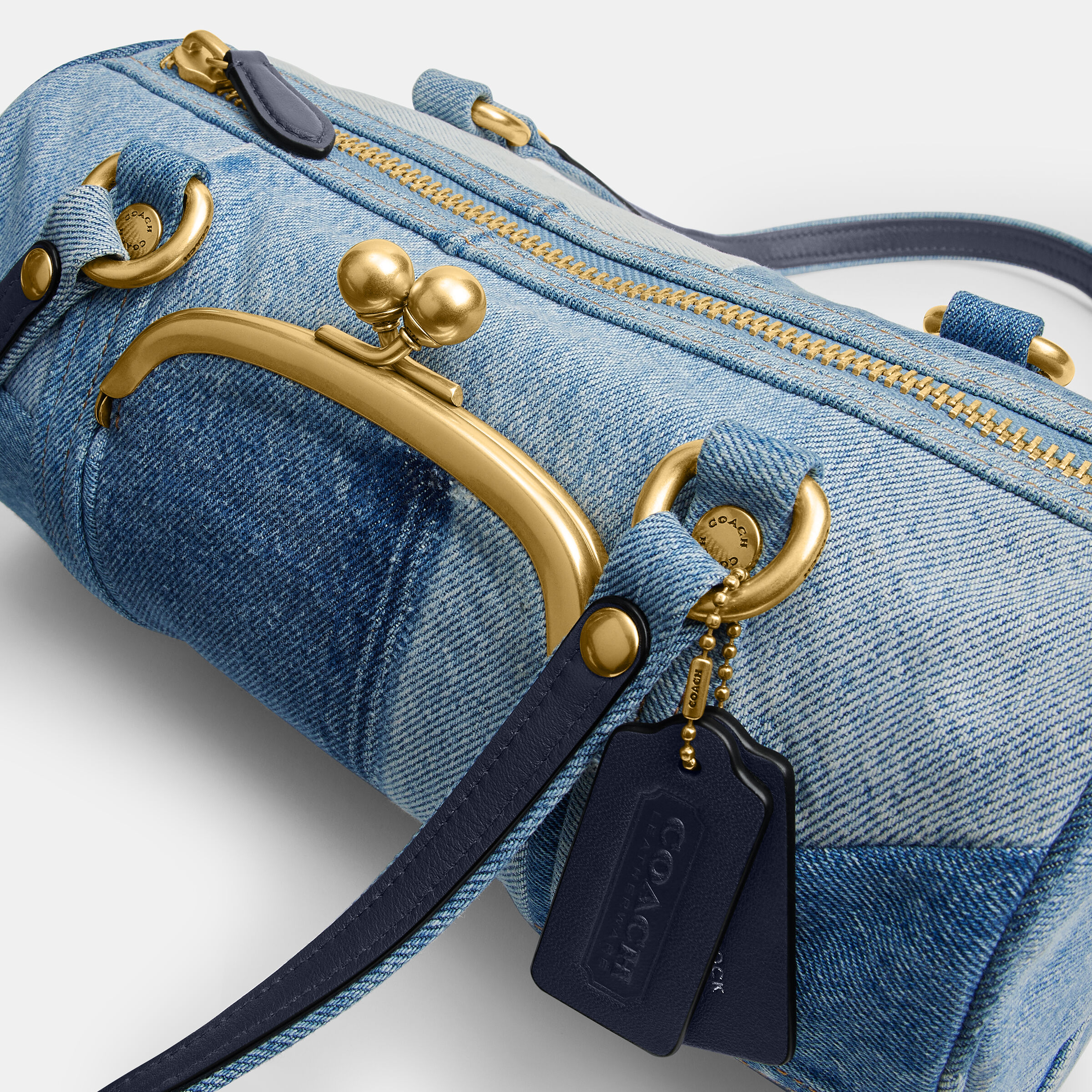 Buy COACH The Coach Originals Upcycled Denim Kisslock Barrel Bag