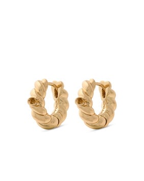 Logo Huggie Hoop Earrings, Metal