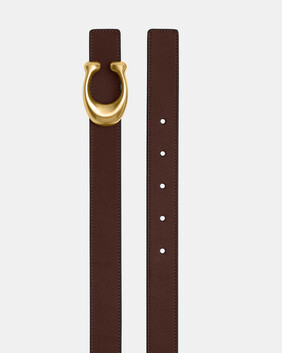 حزام بتصميم بوجهين بإبزيم بحلية C منحوتة، 25 مم