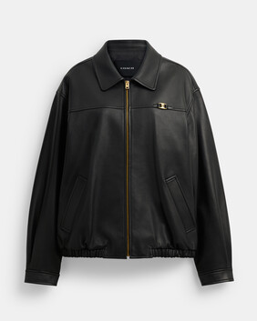 Heritage C Plaque Oversized Leather Jacket