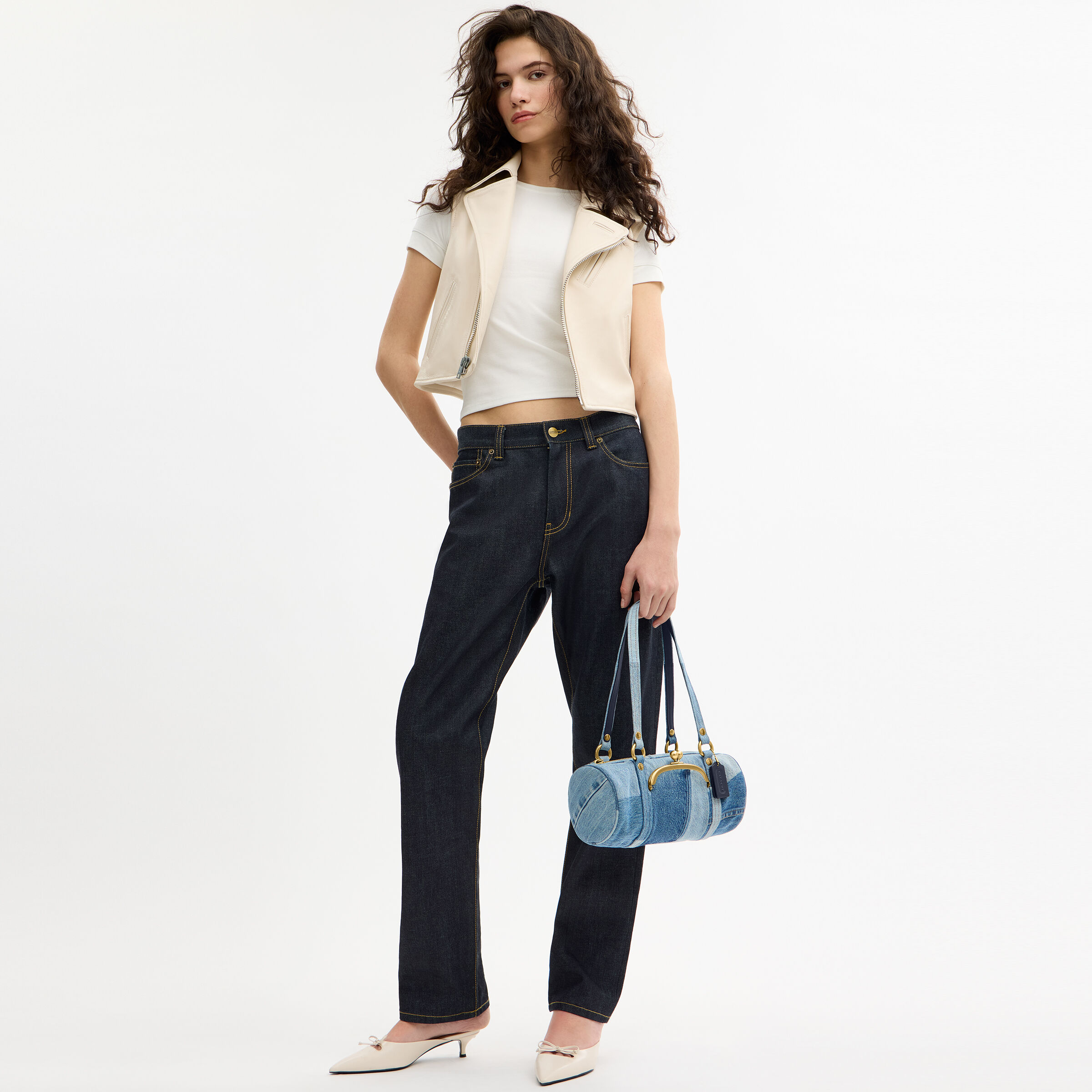 Buy COACH The Coach Originals Upcycled Denim Kisslock Barrel Bag