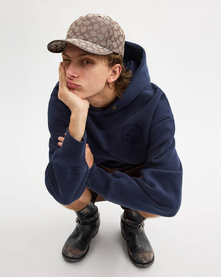 Coach Navy Blue Signature Jacquard Baseball Cap Coach Unisex Denim Blue Signature C Logo Baseball Cap/Hat  main image 4
