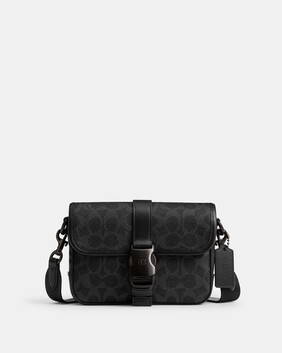 حقيبة كروس بودي ليج 19 قماش قنب محفور بشعار الماركة