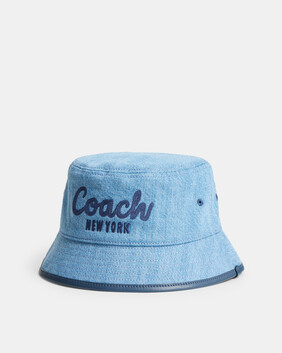Coach Embroidered Denim Bucket Hat