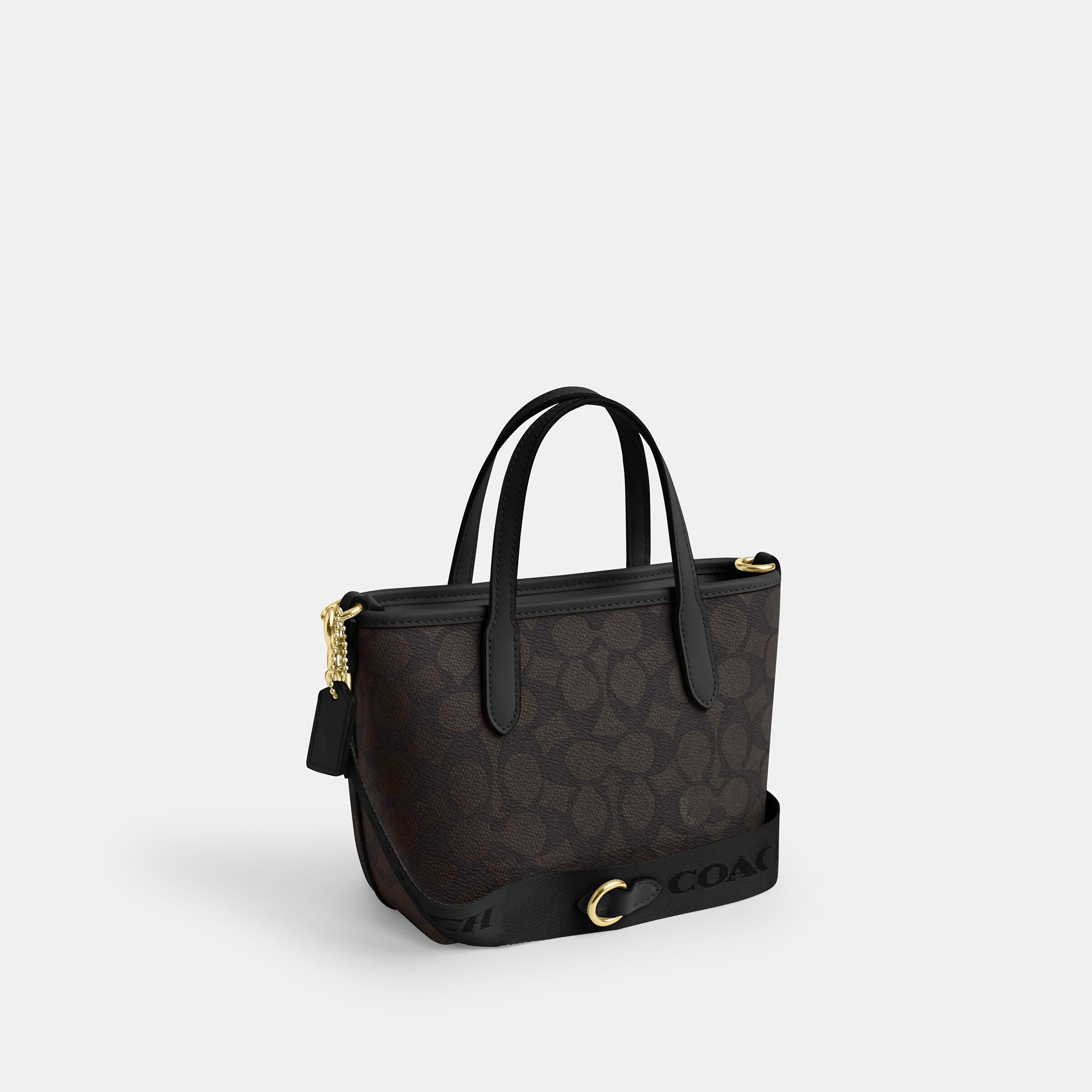 バッグ COACH Handbag Tote Bag Mini Signature Buy COACH City Mini Tote Bag In Signature Canvas DARK BROWN Online