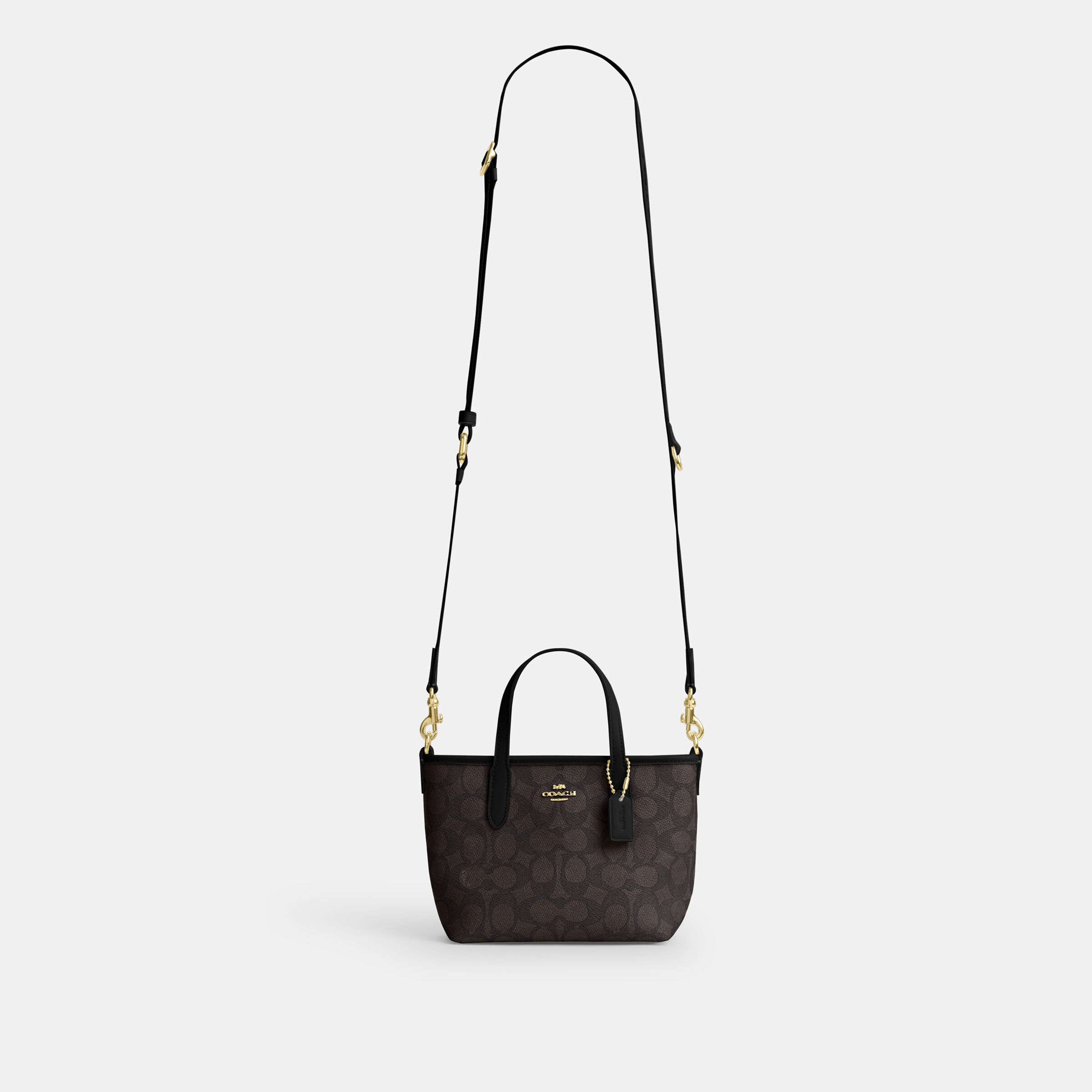バッグ COACH Handbag Tote Bag Mini Signature Buy COACH City Mini Tote Bag In Signature Canvas DARK BROWN Online
