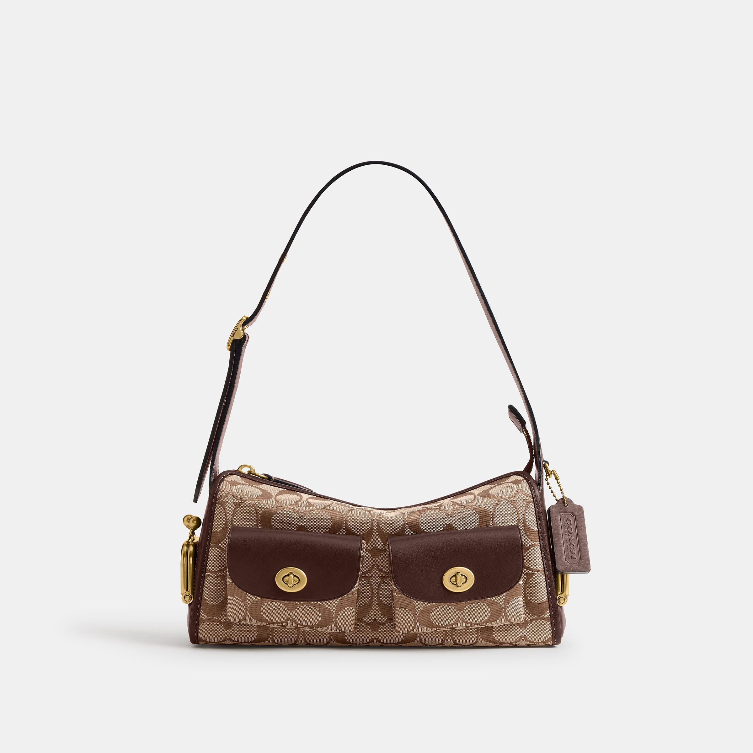 Buy COACH Turnlock Haversack Bag 27 In Signature Jacquard Brown