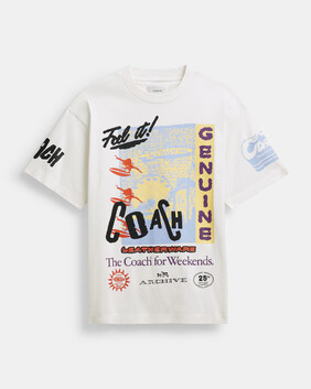 تيشيرت بطبعة ركوب أمواج غرافيكية وقصة مريحة